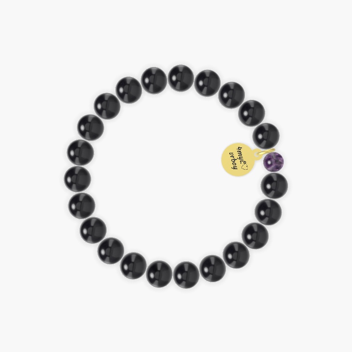 Black Obsidian and Amethyst Bracelet