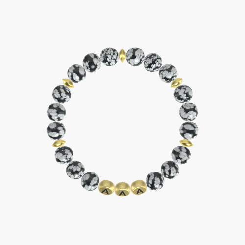 Snowflake Obsidian Gemstone Bead Bracelet