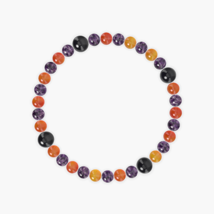 Carnelian, Amethyst, Black Obsidian and more Gemstone Bracelet