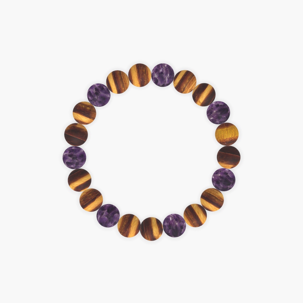 Tiger Eye and Amethyst Bracelet