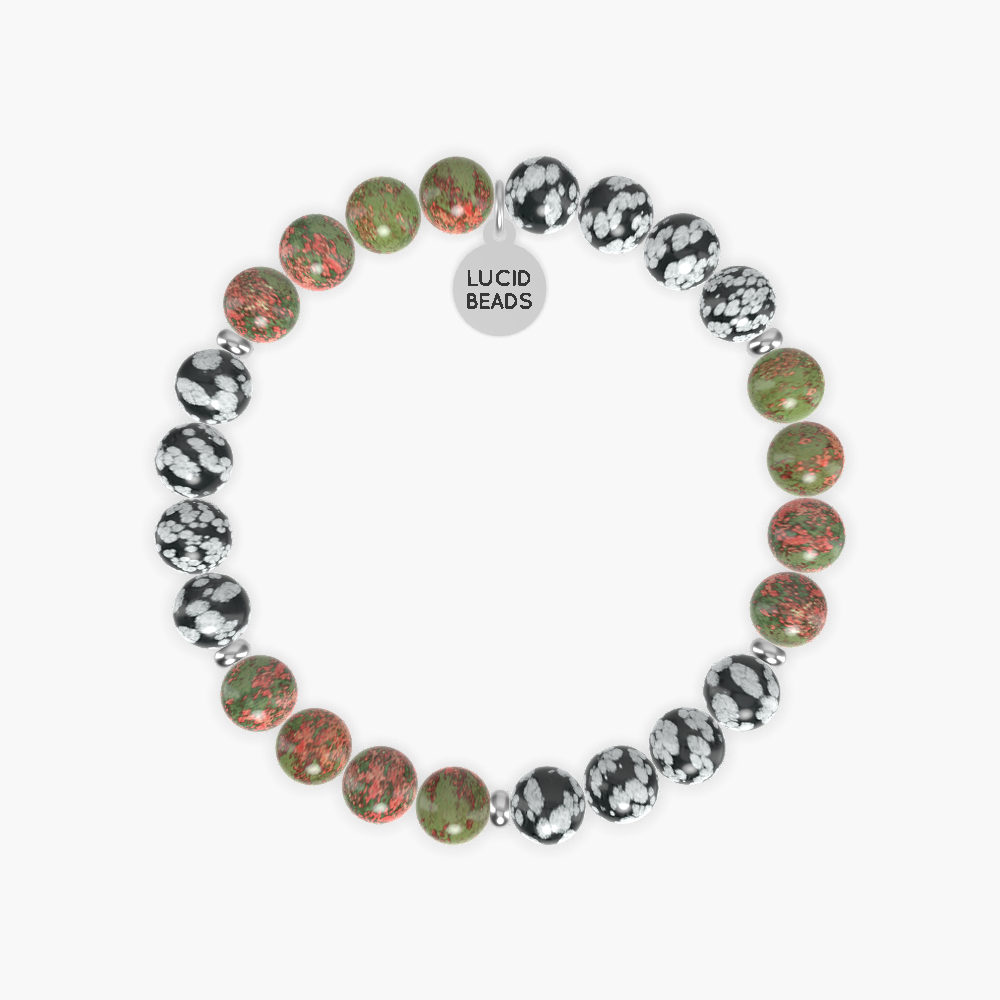 Snowflake Obsidian and Unakite Bracelet
