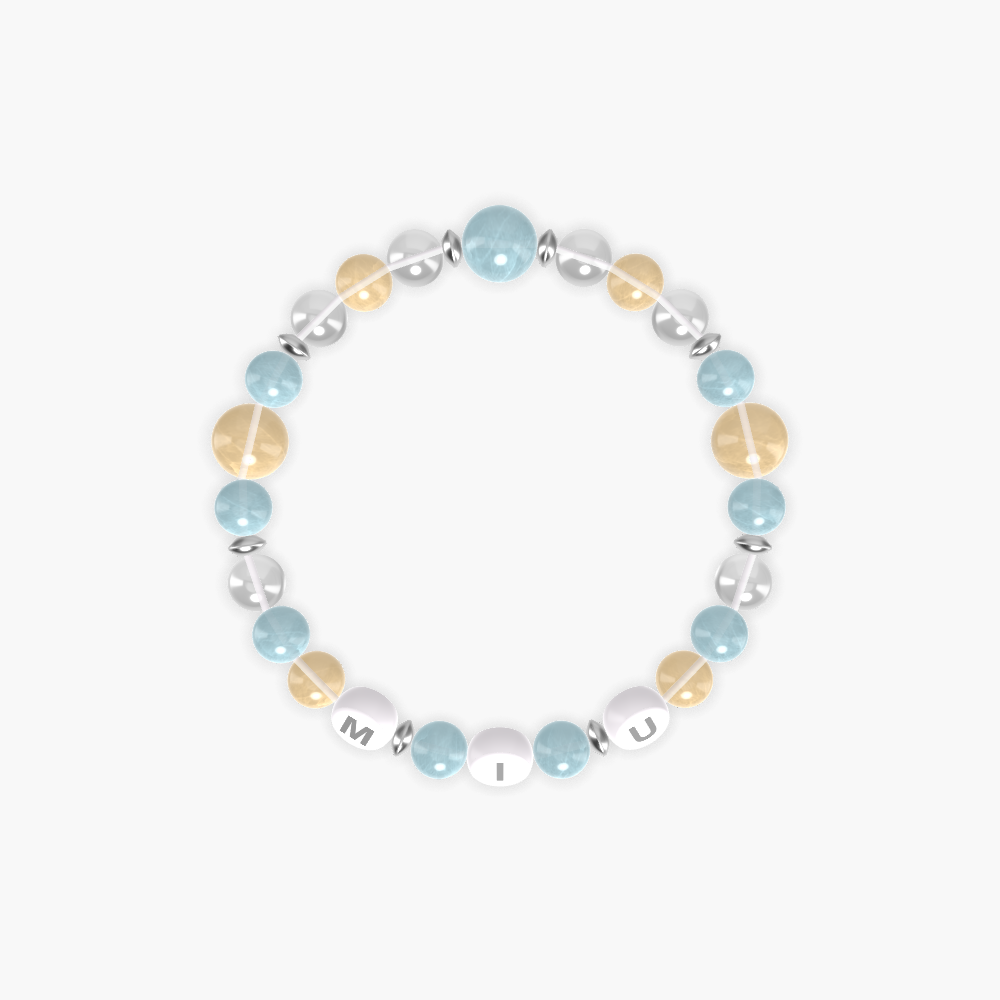 Aquamarine, Citrine and Clear Quartz Bracelet