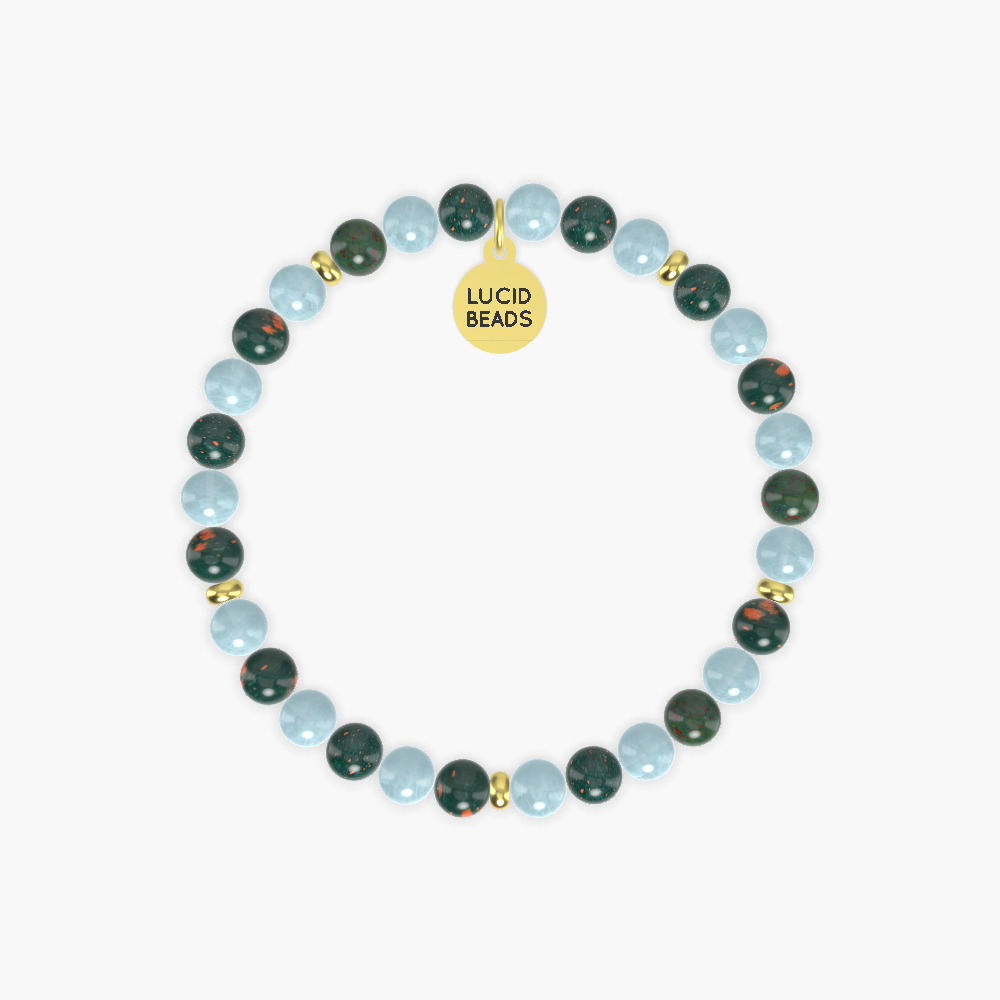 Serenity Vitality Gift - Aquamarine and Bloodstone Bracelet