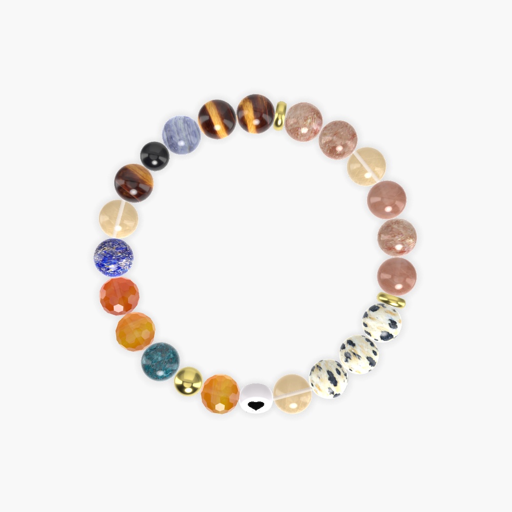 Sunstone, Citrine, Dalmatian Jasper and more Gemstone Bracelet