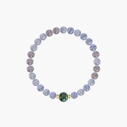 Blue Lace Agate and Malachite Bracelet