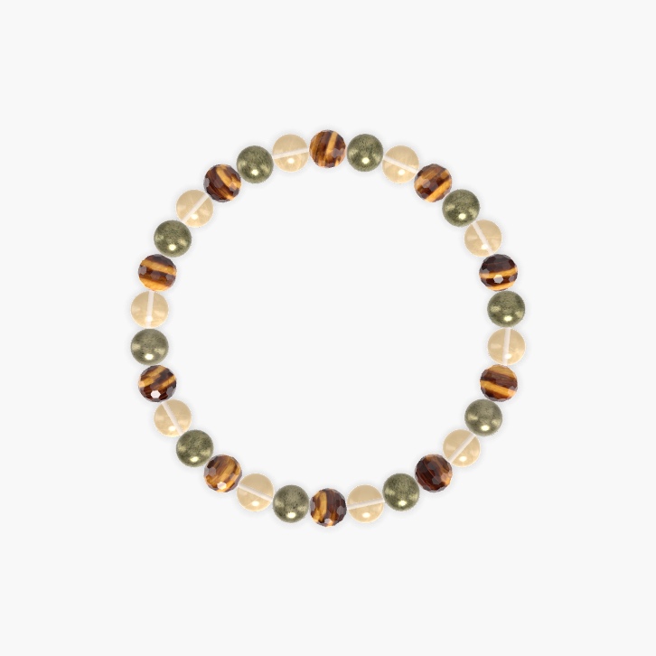 Tiger Eye, Citrine and Pyrite Bracelet