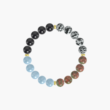 Unakite, Snowflake Obsidian, Black Tourmaline and more Gemstone Bracelet