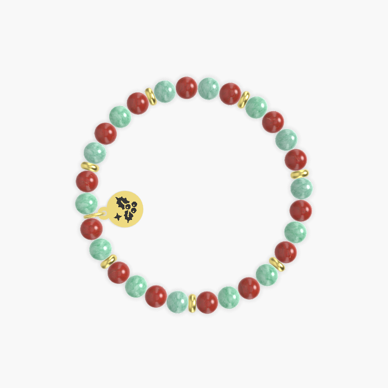 Red Jasper and Green Jade Bracelet