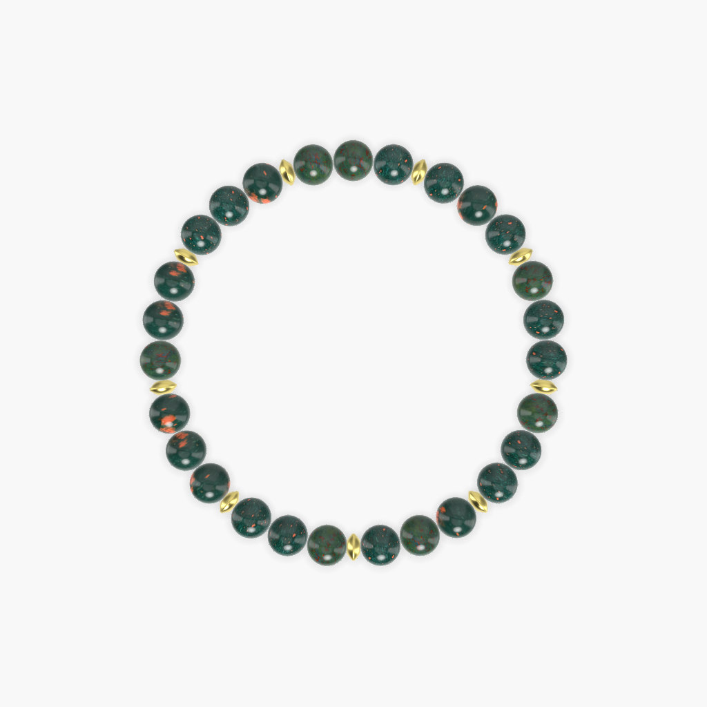 Bloodstone Gemstone Bead Bracelet