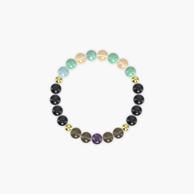 Black Obsidian, Smoky Quartz, Green Jade and more Gemstone Bracelet