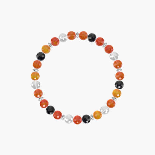 Carnelian, Black Tourmaline and Clear Quartz Bracelet