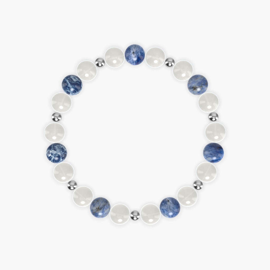 Moonstone and Sodalite Gemstone Bracelet