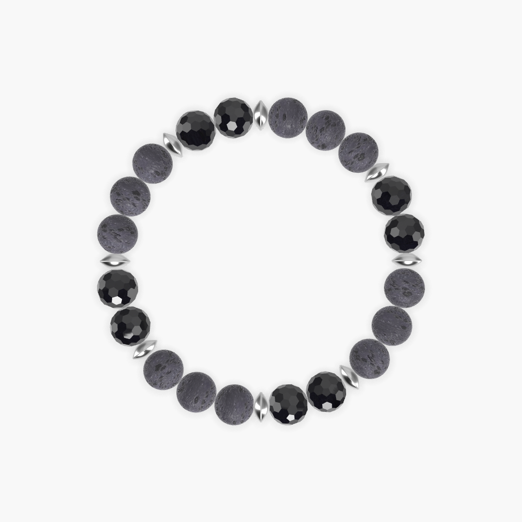 Lava Rock and Black Tourmaline Bracelet
