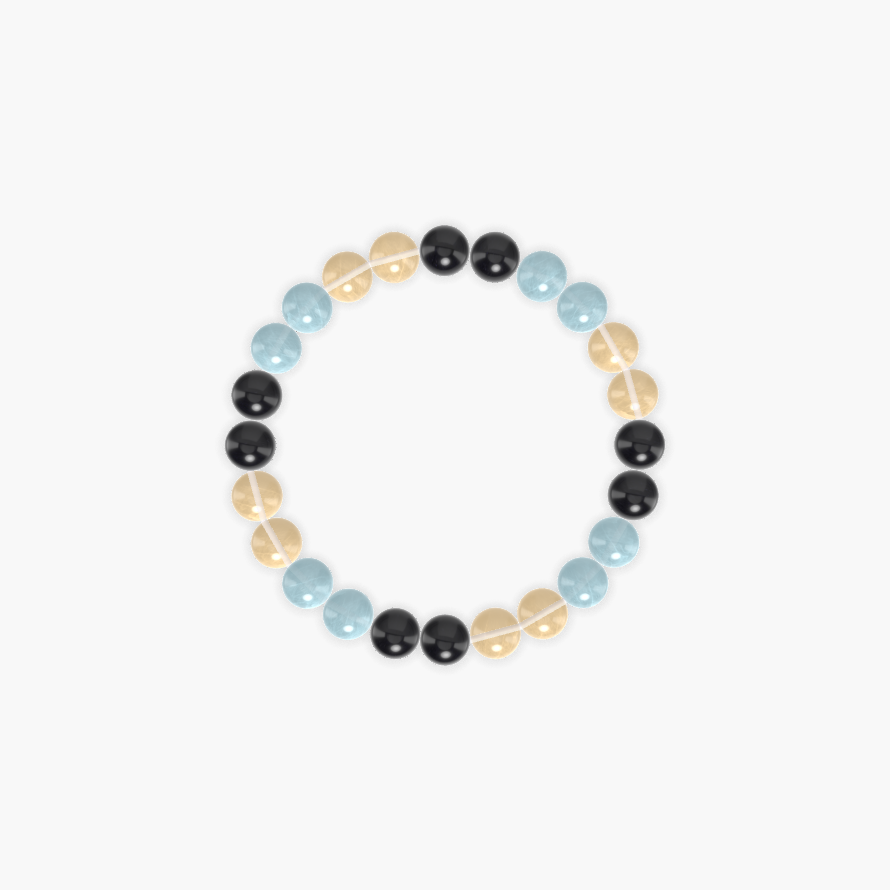 Black Obsidian, Citrine and Aquamarine Bracelet