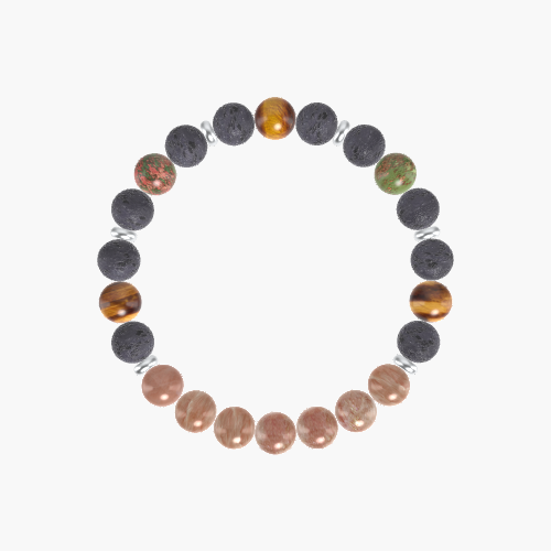Lava Rock, Sunstone, Tiger Eye and more Gemstone Bracelet