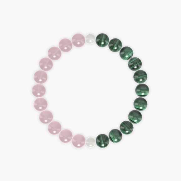 Malachite, Rose Quartz and Moonstone Bracelet