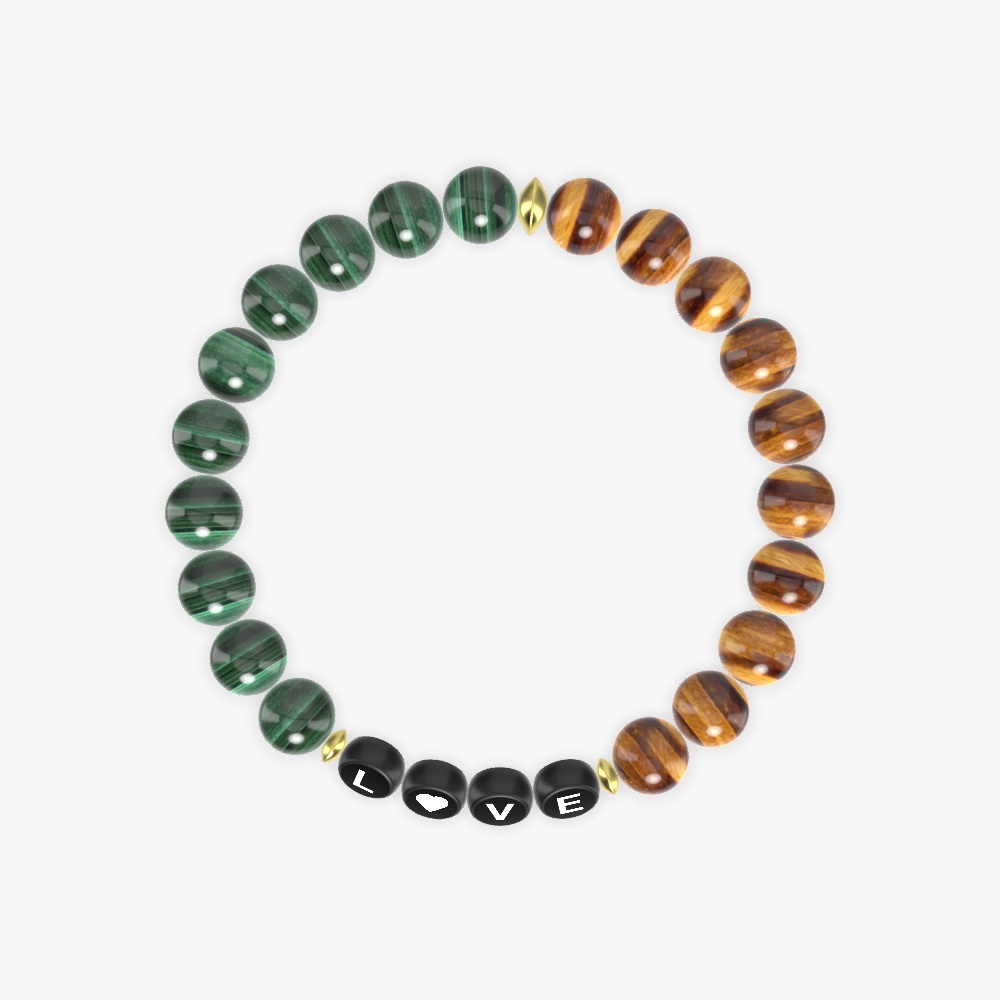 Tiger Eye and Malachite Bracelet