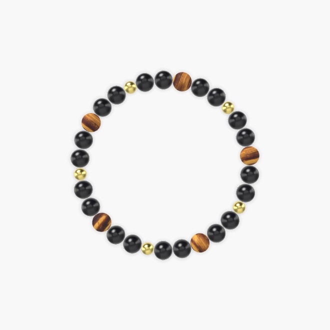 Black Obsidian and Tiger Eye Bracelet