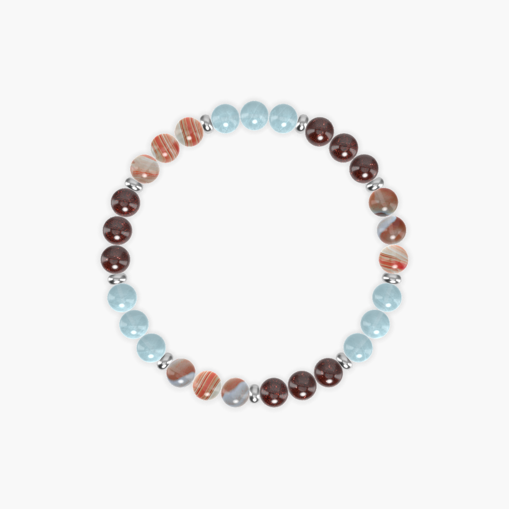 Garnet, Aquamarine and Sardonyx Bracelet