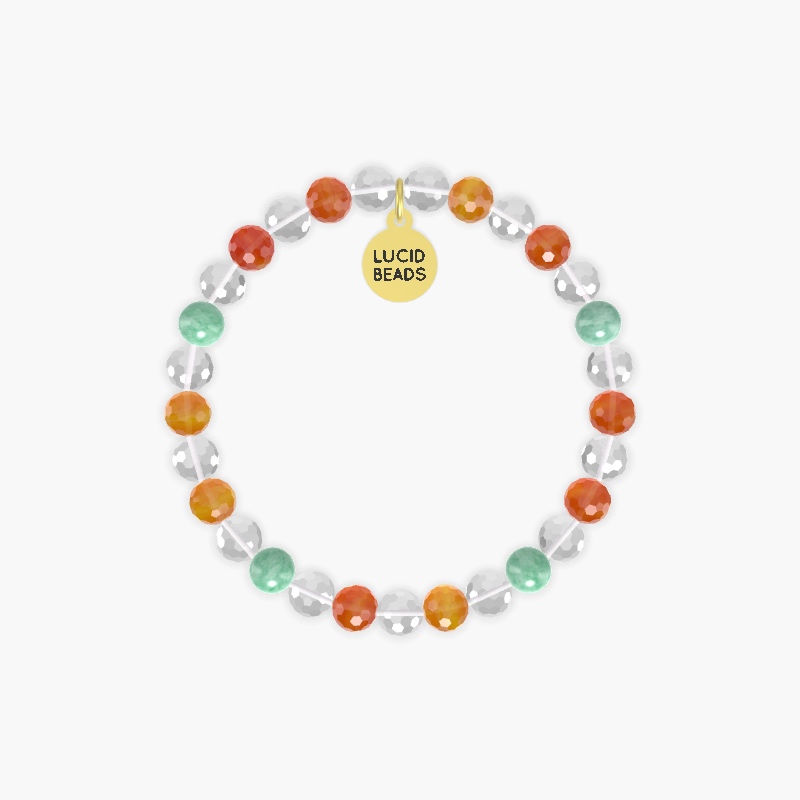 Clear Quartz, Carnelian and Green Jade Bracelet
