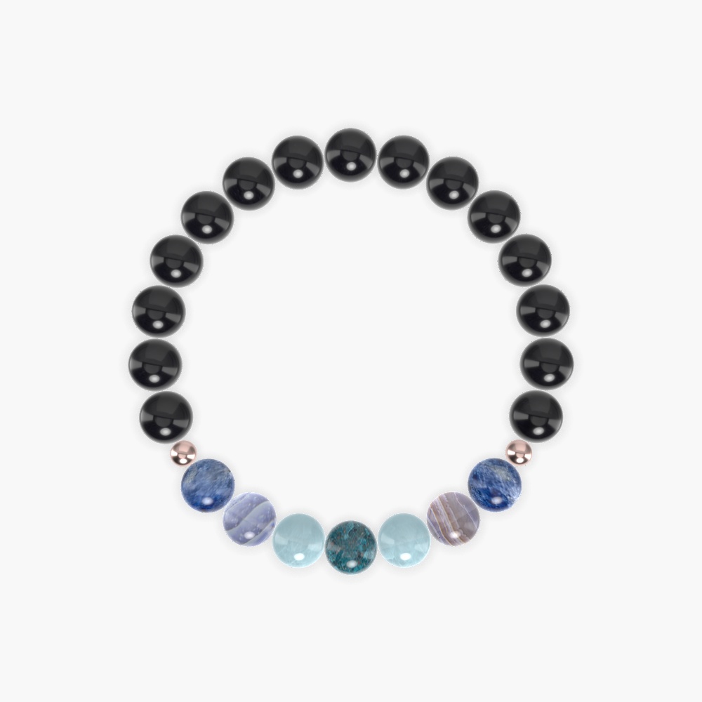 Black Obsidian, Aquamarine, Blue Lace Agate and more Gemstone Bracelet