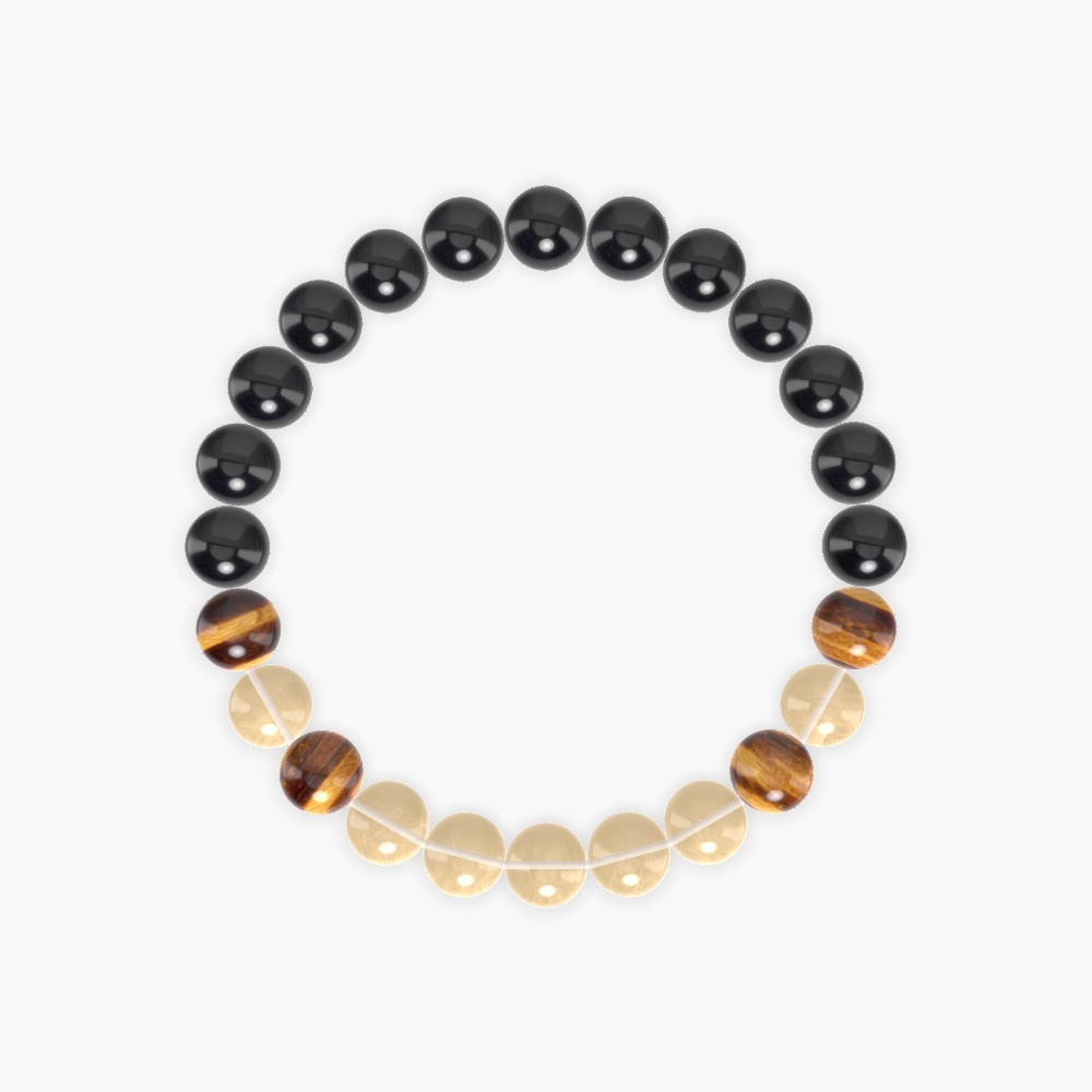 Black Tourmaline, Citrine and Tiger Eye Bracelet