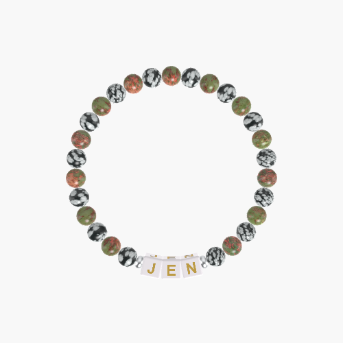 Snowflake Obsidian and Unakite Bracelet