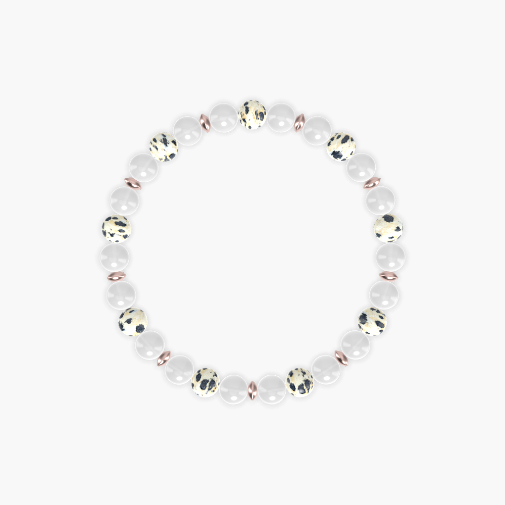 White Jade and Dalmatian Jasper Bracelet