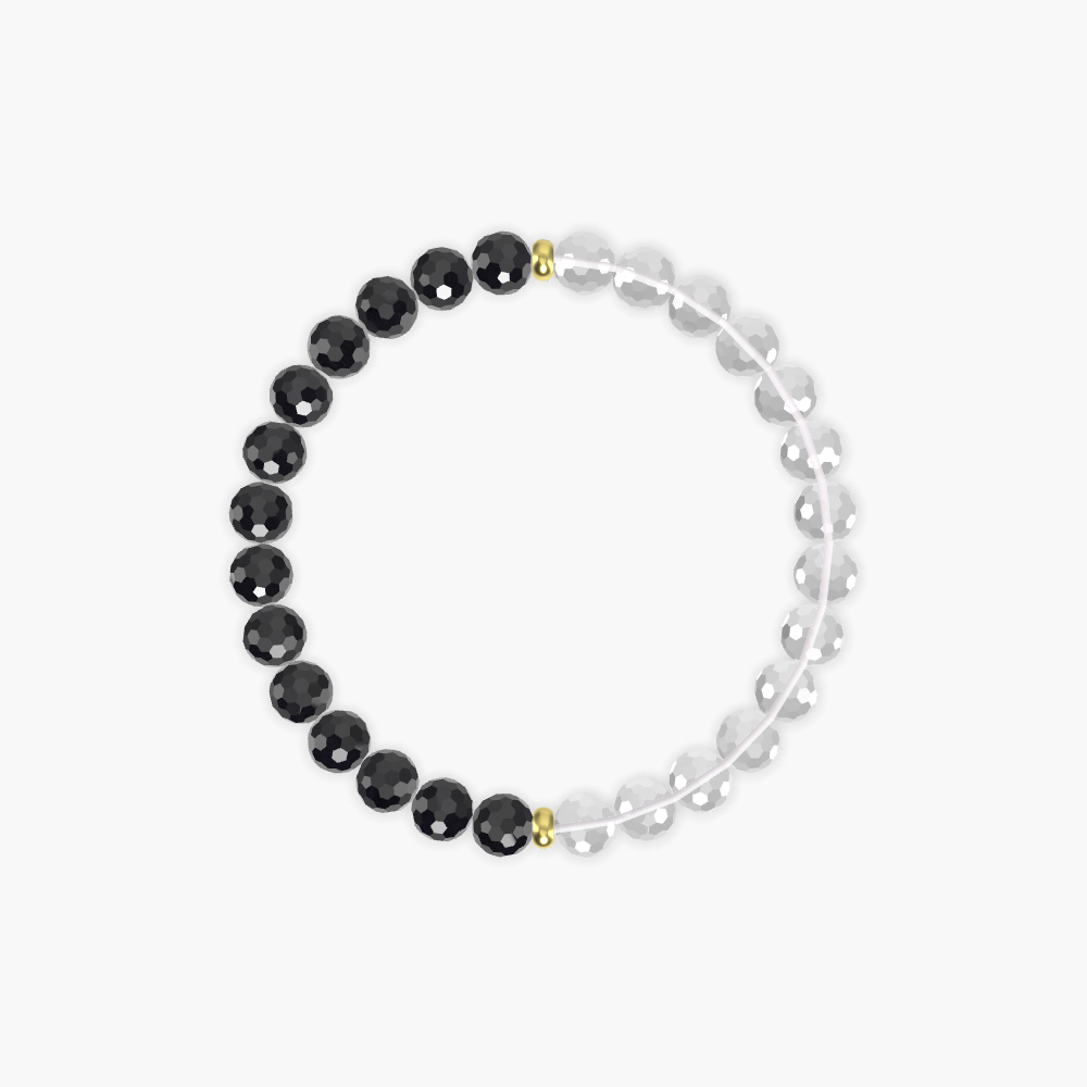 Clear Quartz and Black Tourmaline Bracelet