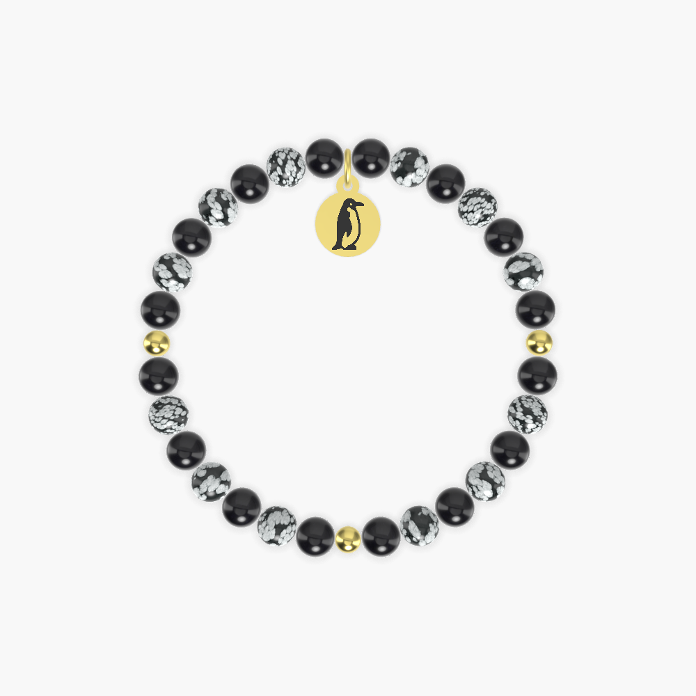 Celebrating World Penguin Day - Black Obsidian and Snowflake Obsidian Bracelet
