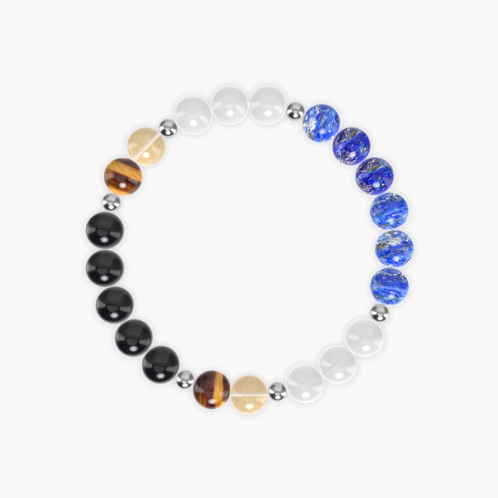White Jade, Lapis Lazuli, Black Obsidian and more Gemstone Bracelet