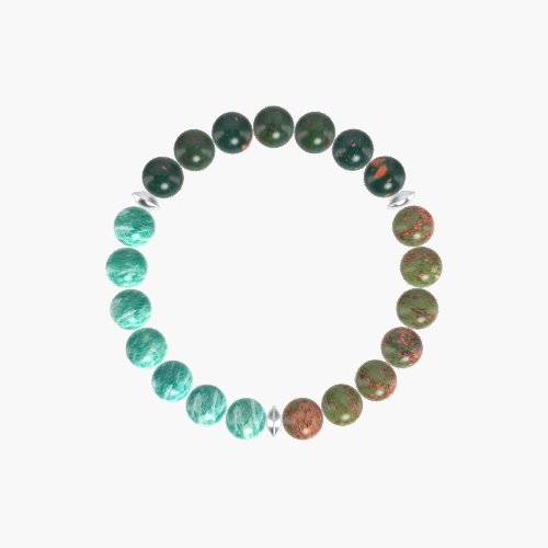 Unakite, Bloodstone and Amazonite Bracelet