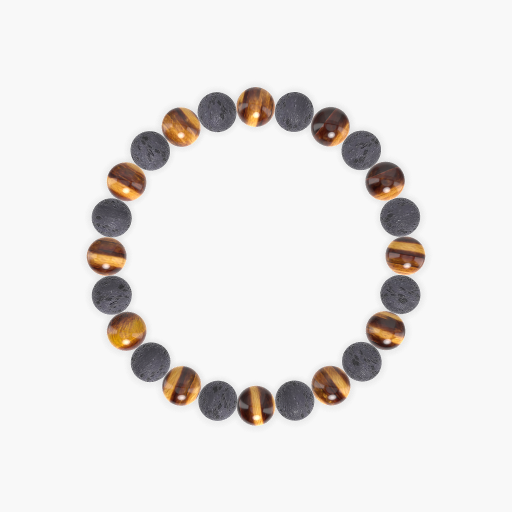 Tiger Eye and Lava Rock Bracelet