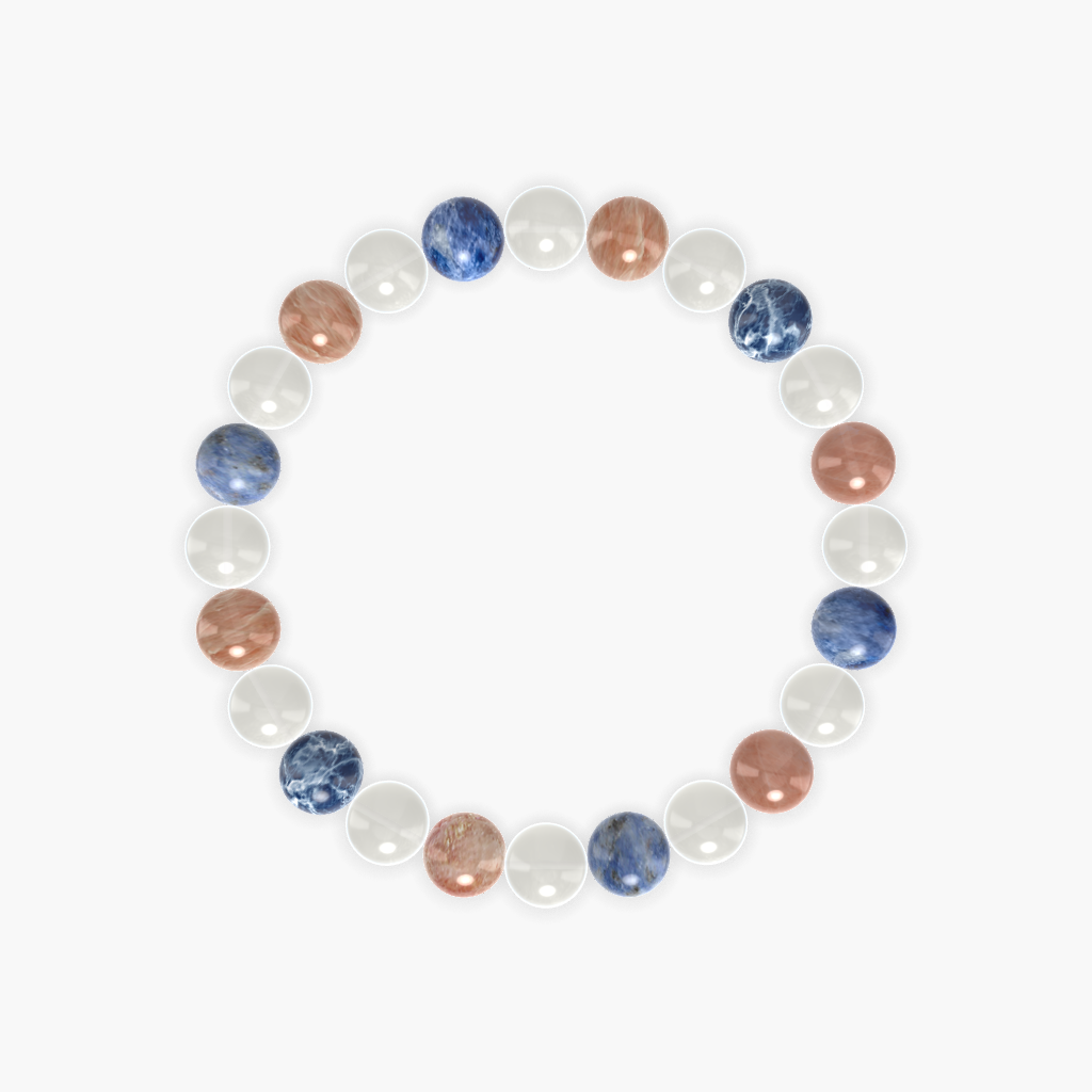 Moonstone, Sodalite and Sunstone Bracelet