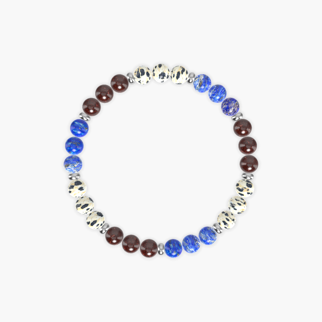 Lapis Lazuli, Dalmatian Jasper and Garnet Bracelet