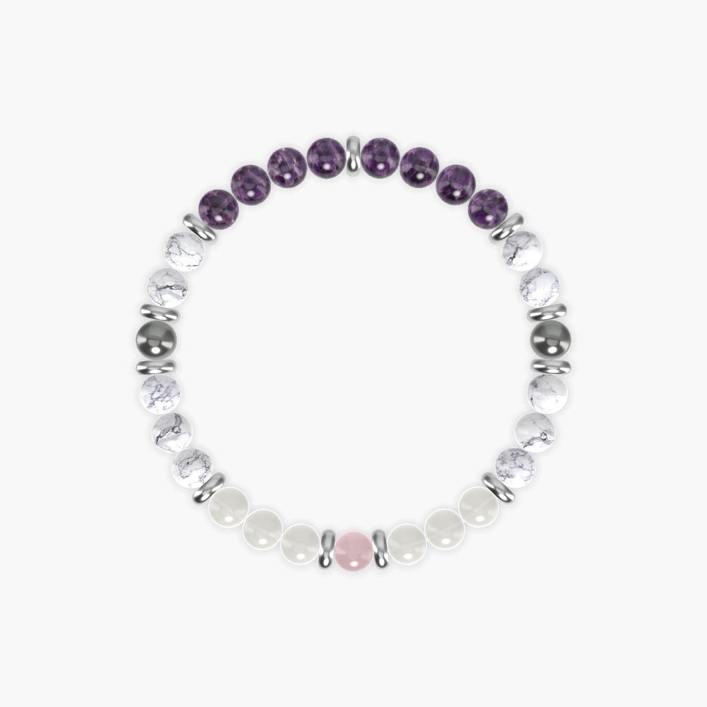 Howlite, Amethyst, Moonstone and more Gemstone Bracelet