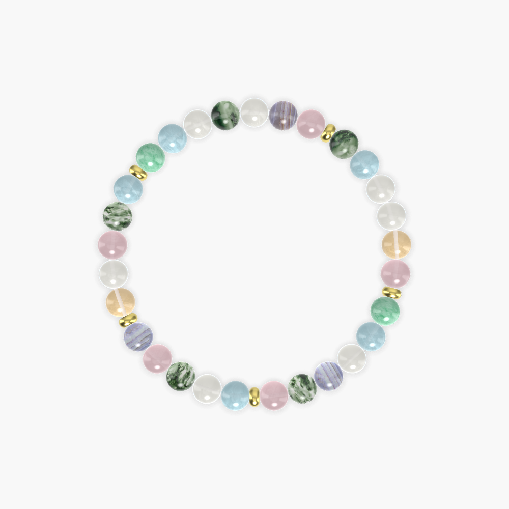 Moonstone, Rose Quartz, Moss Agate and more Gemstone Bracelet