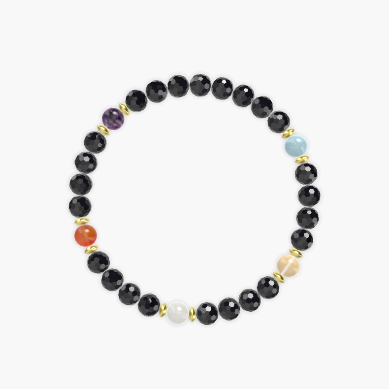 Black Tourmaline, Amethyst, Carnelian and more Gemstone Bracelet