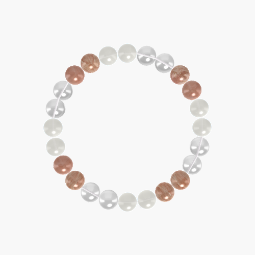 Moonstone, Sunstone and Clear Quartz Bracelet