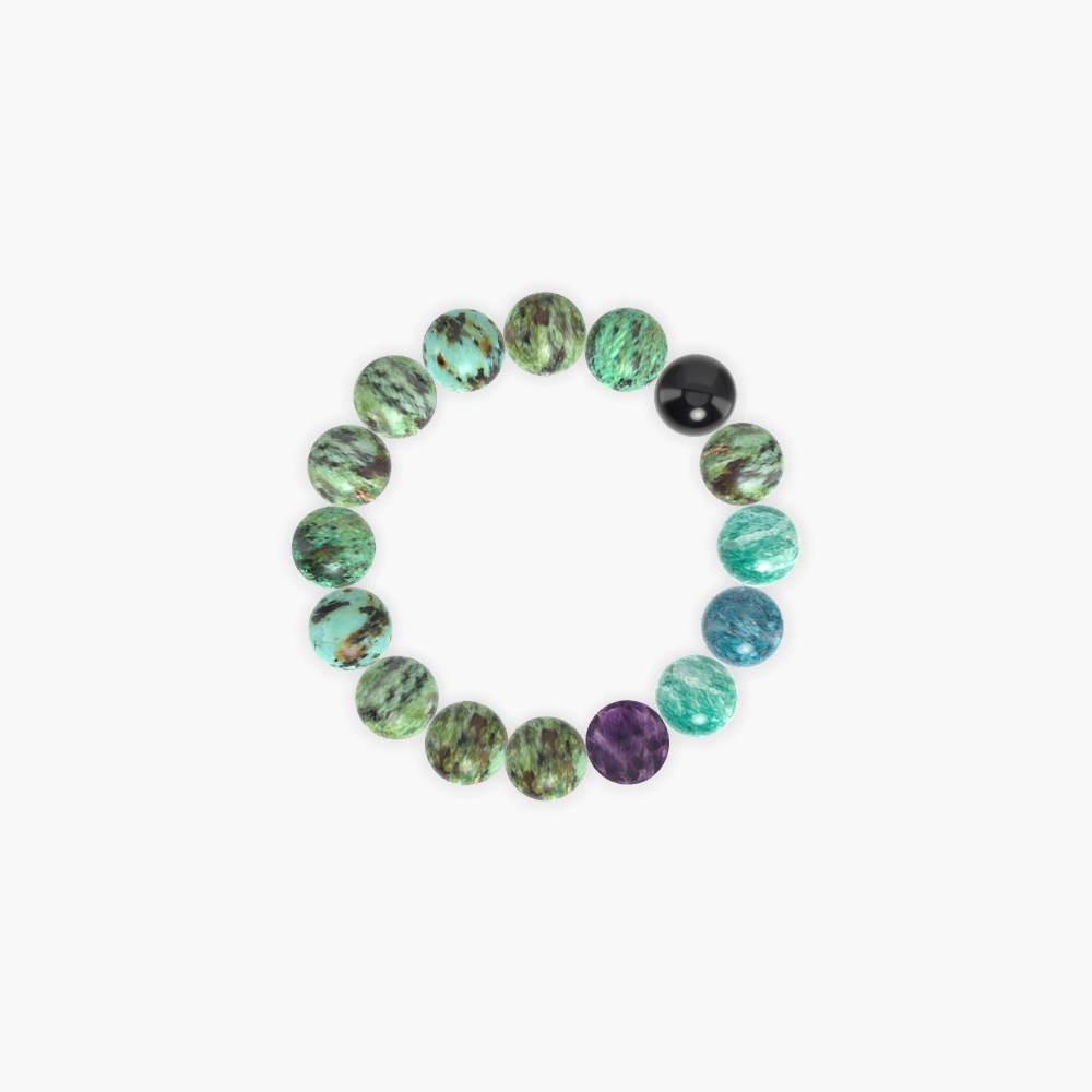 African Turquoise, Amazonite, Amethyst and more Gemstone Bracelet