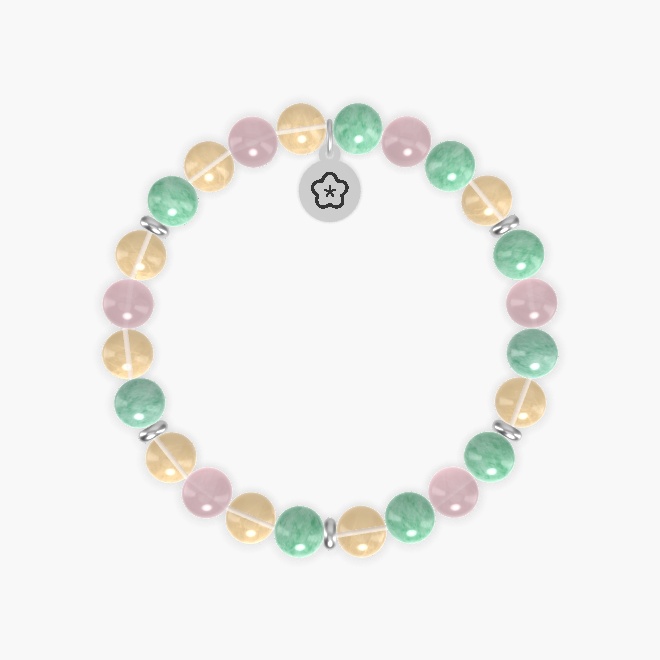 Citrine, Green Jade and Rose Quartz Bracelet