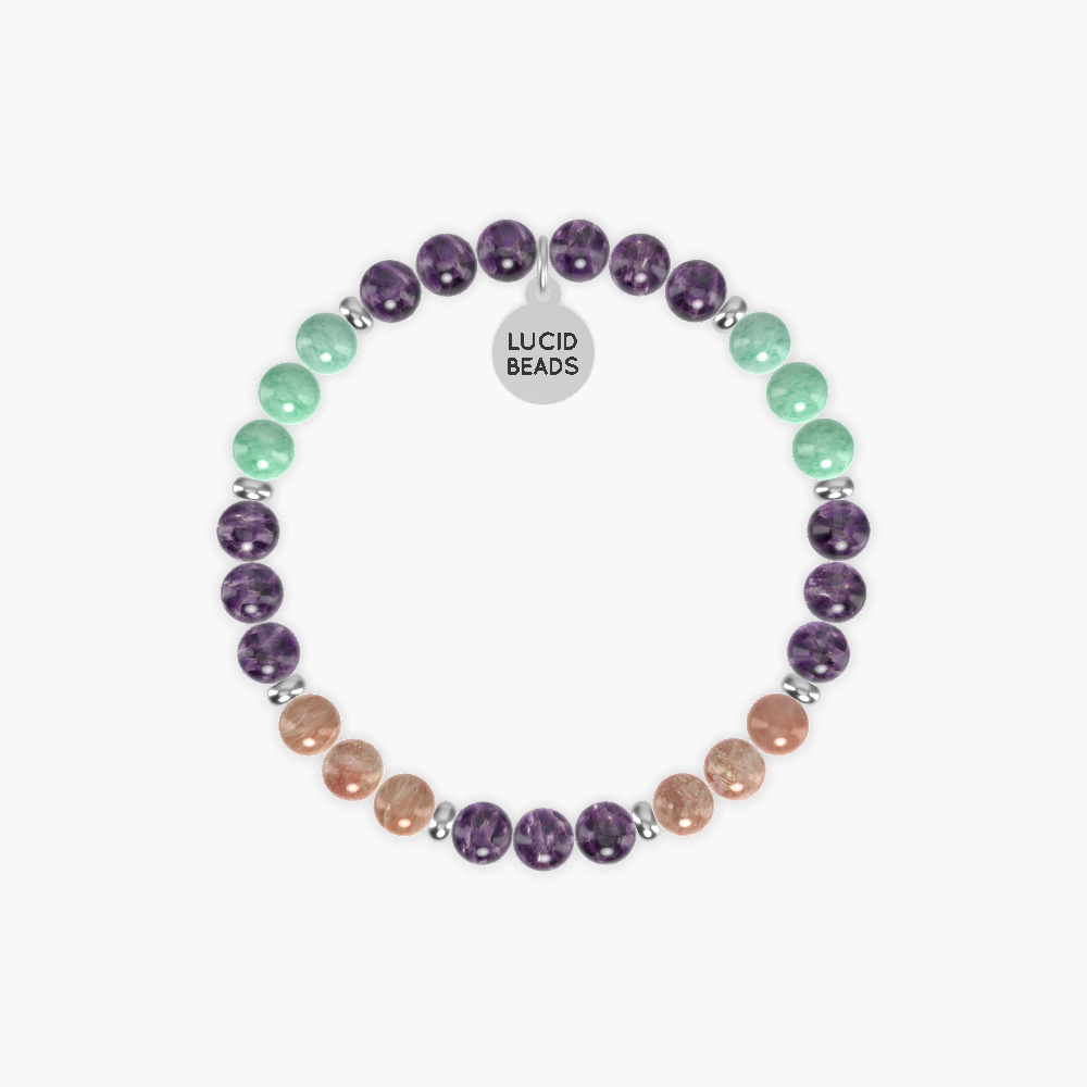 Amethyst, Sunstone and Green Jade Bracelet