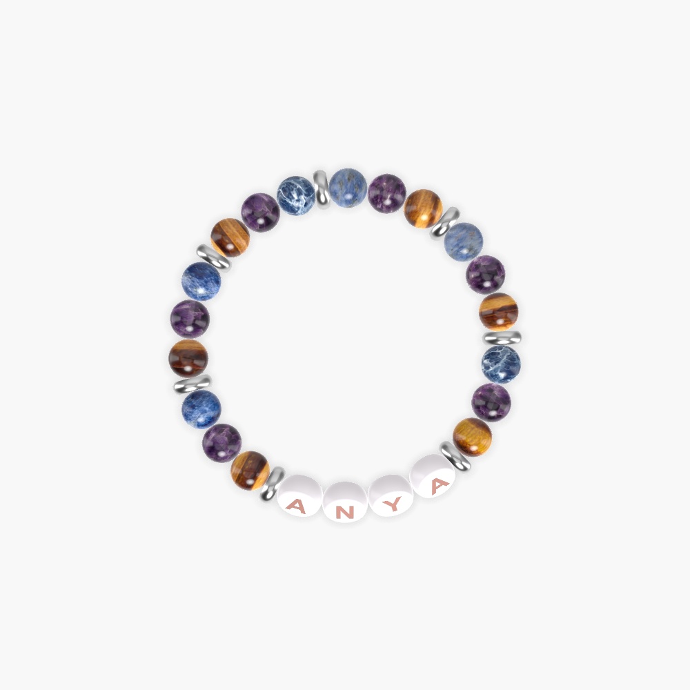 Tiger Eye, Amethyst and Sodalite Bracelet