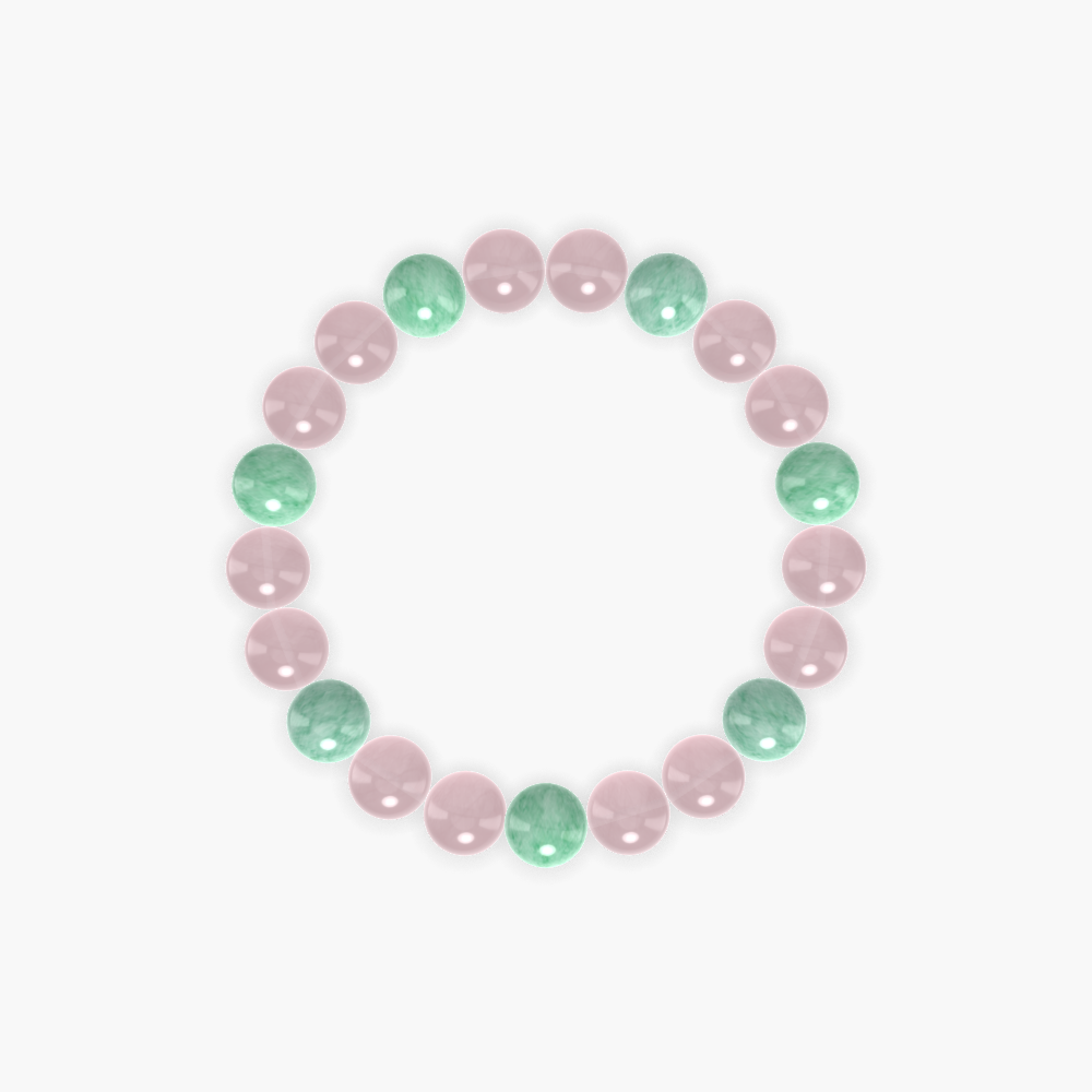 Rose Quartz and Green Jade Bracelet