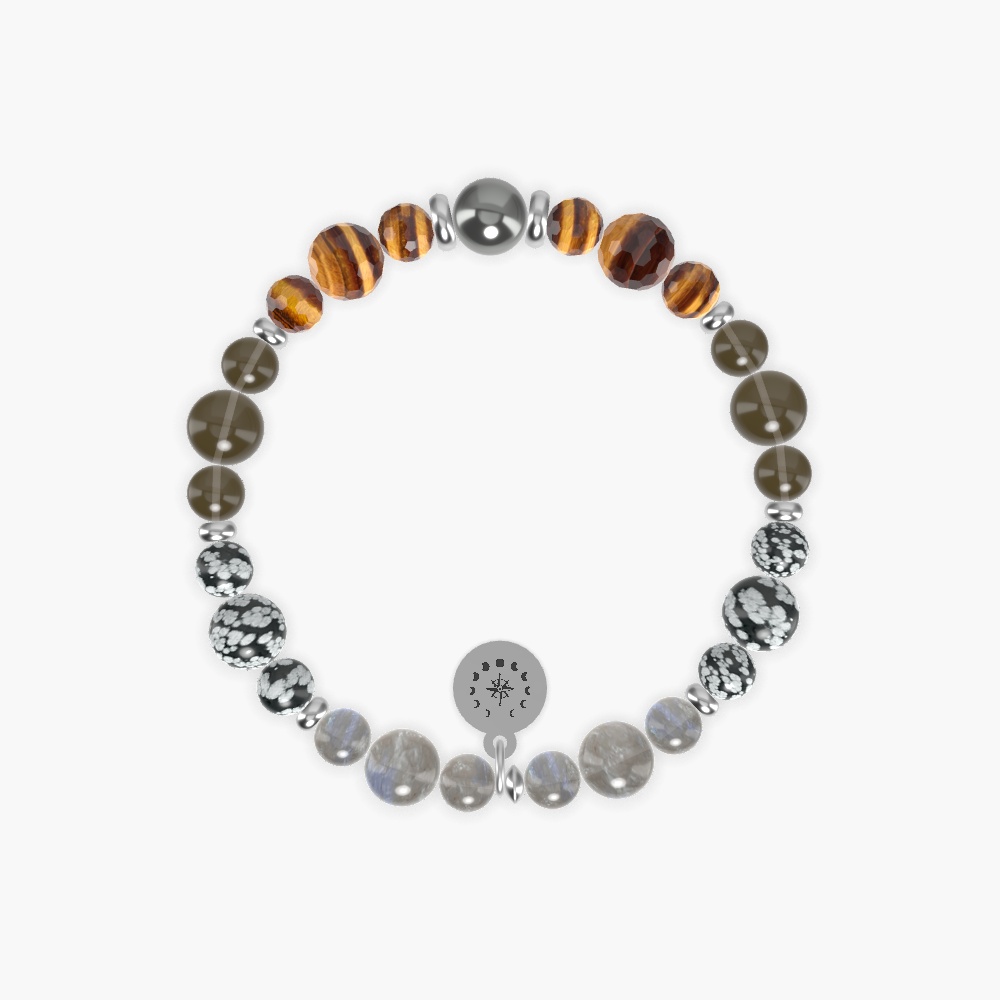 Labradorite, Snowflake Obsidian, Smoky Quartz and more Gemstone Bracelet