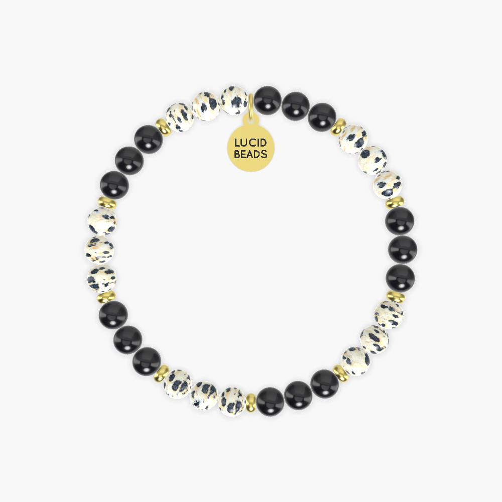 Black Tourmaline and Dalmatian Jasper Bracelet