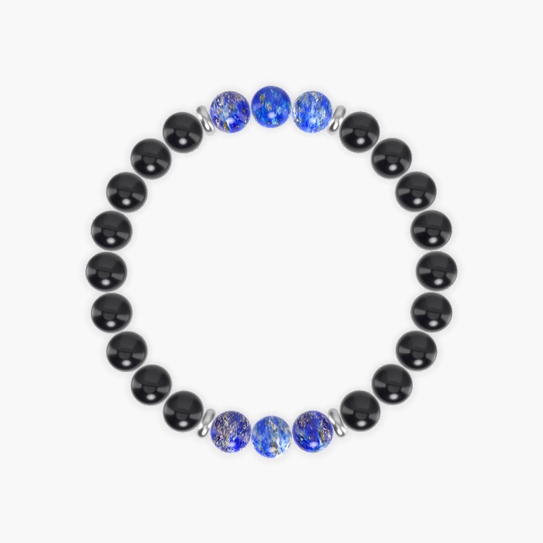 Black Obsidian and Lapis Lazuli Bracelet