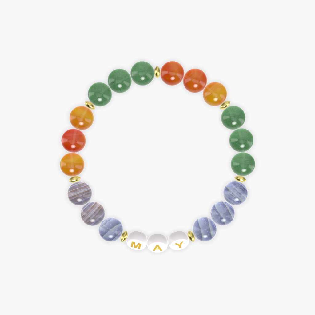 Blue Lace Agate, Aventurine and Carnelian Bracelet