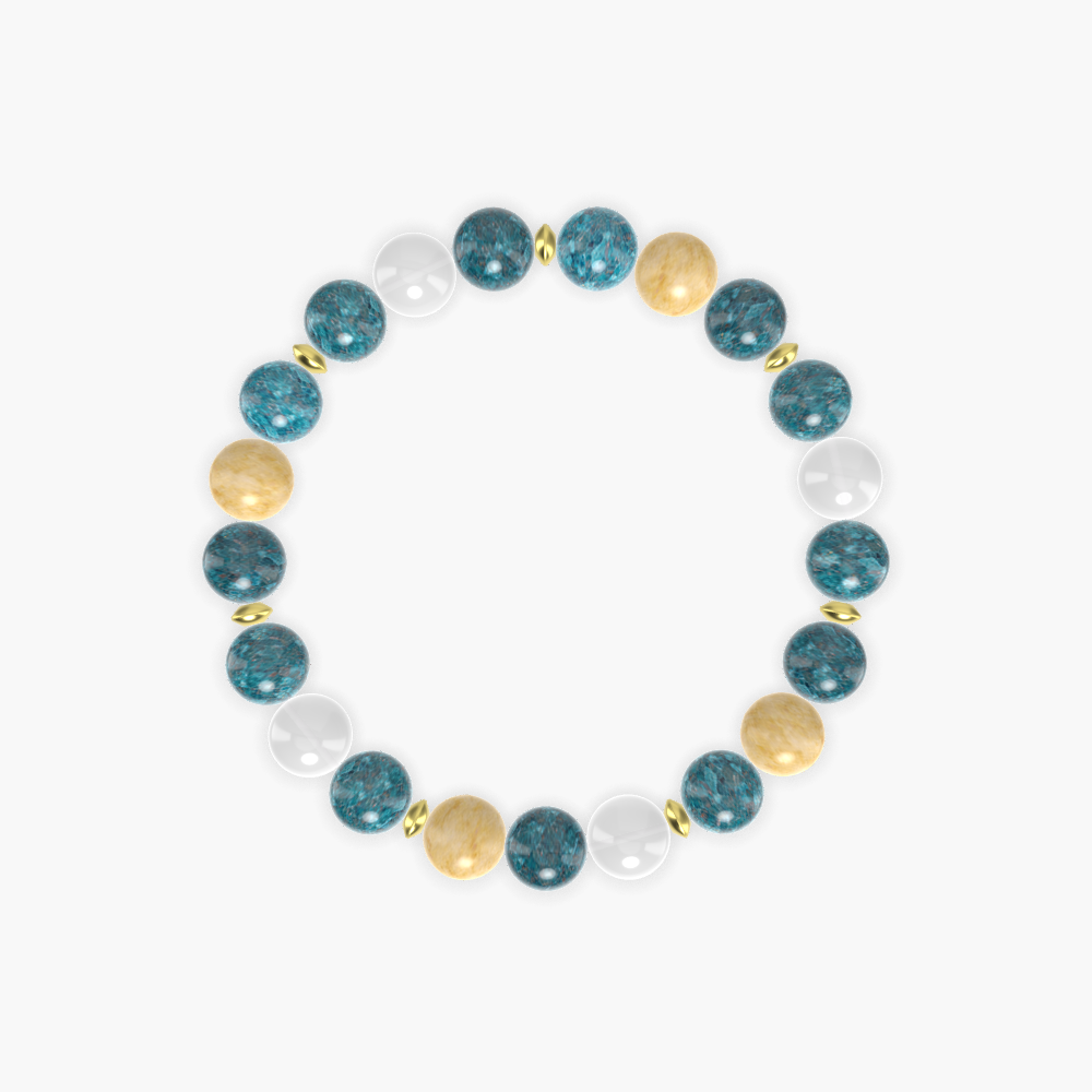 Apatite, White Jade and Yellow Jade Bracelet