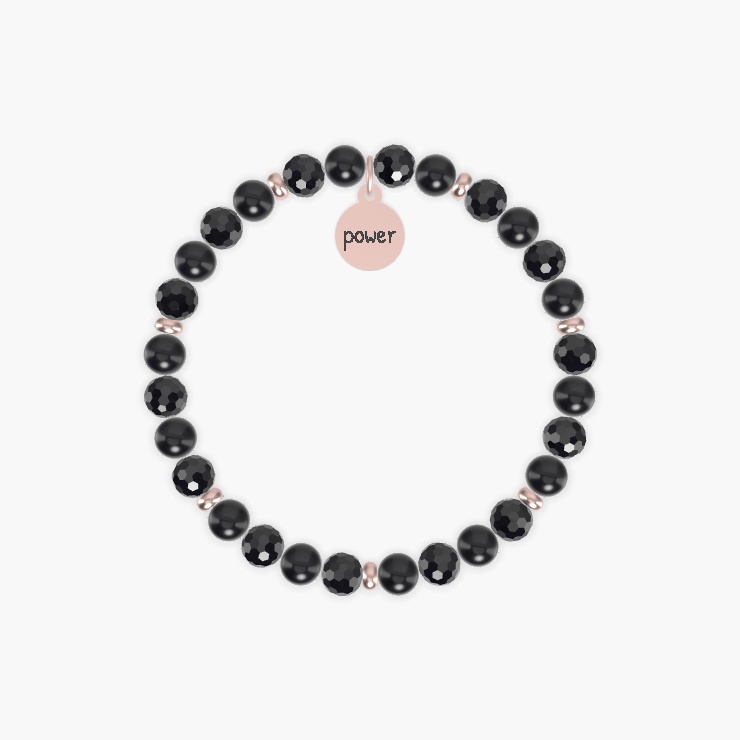 Black Obsidian and Black Tourmaline Bracelet